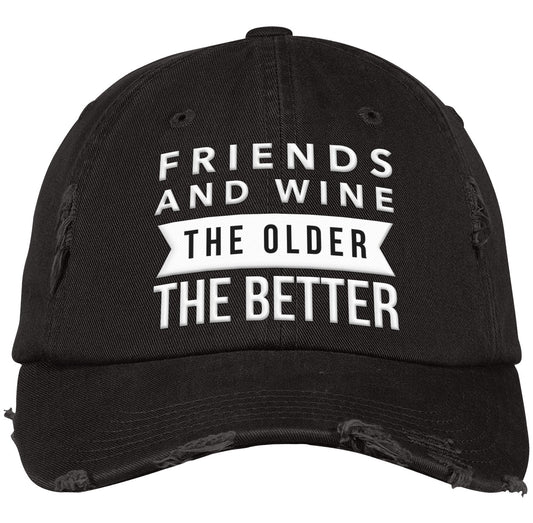 WINE & FRIENDS |  Distressed Dad Cap